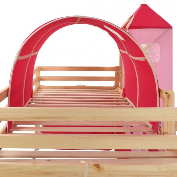 Lit mezzanine d'enfants avec toboggan et échelle Pin 208x230 cm
