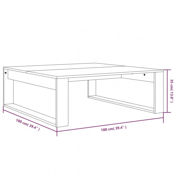 Table basse Chêne fumé 100x100x35 cm Bois d'ingénierie