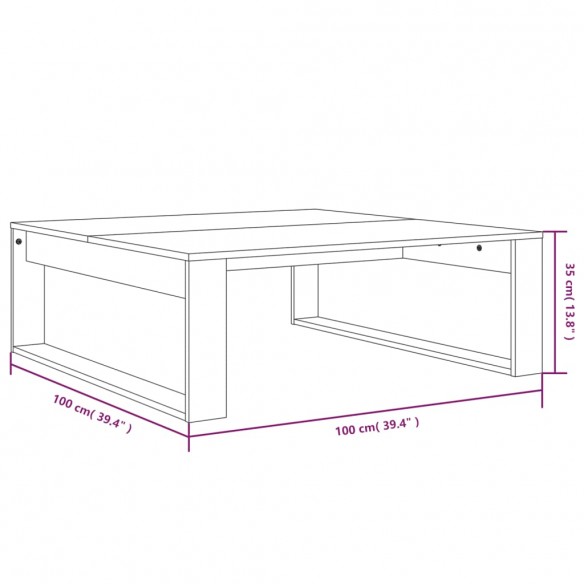 Table basse Sonoma gris 100x100x35 cm Bois d'ingénierie