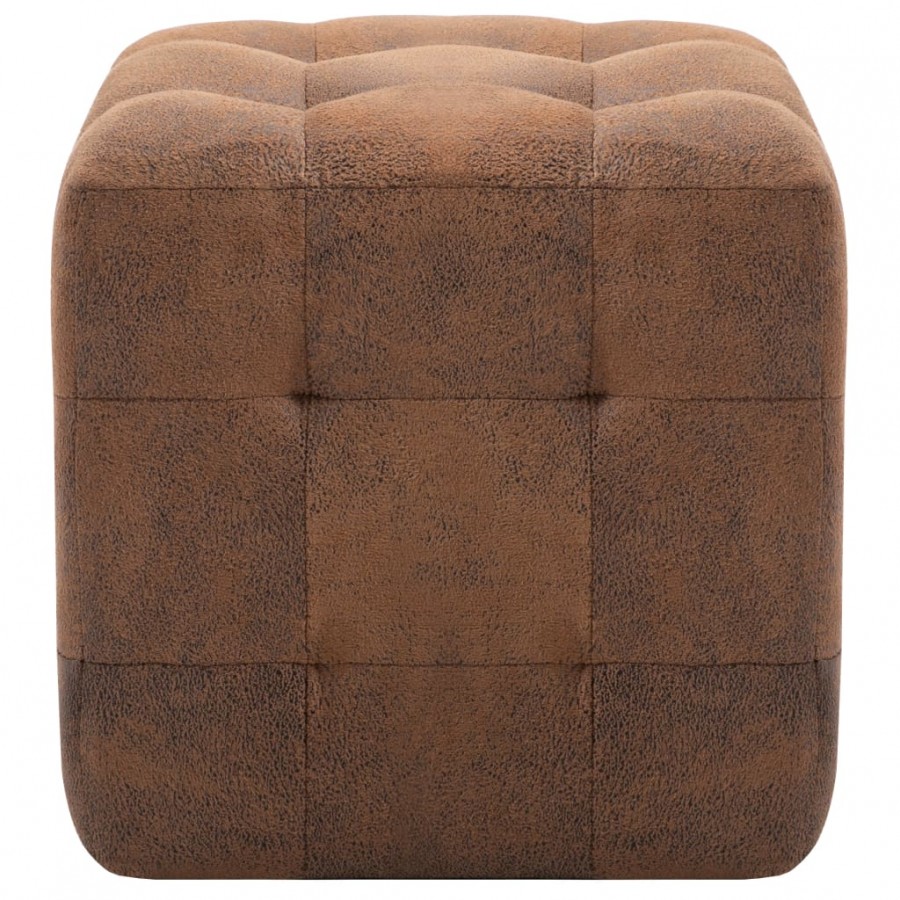 2 pcs Poufs Marron 30 x 30 x 30 cm Similicuir daim