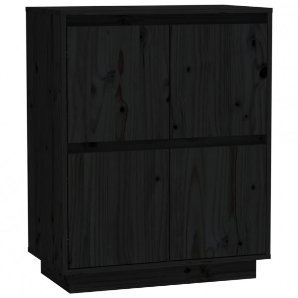 Buffet Noir 60x34x75 cm Bois massif de pin