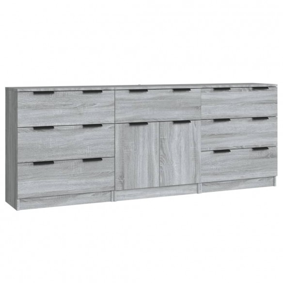 Buffets 3 pcs Sonoma gris Bois d'ingénierie