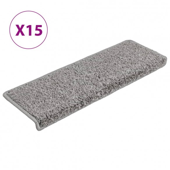 Tapis d'escalier 15 pcs 65x21x4 cm Gris