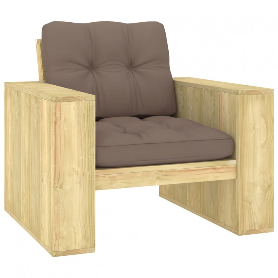 Chaise de jardin avec coussins taupe Bois de pin imprégné