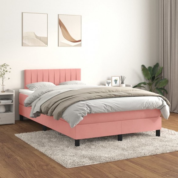 Cadre de lit avec matelas Rose 120x200 cm Velours