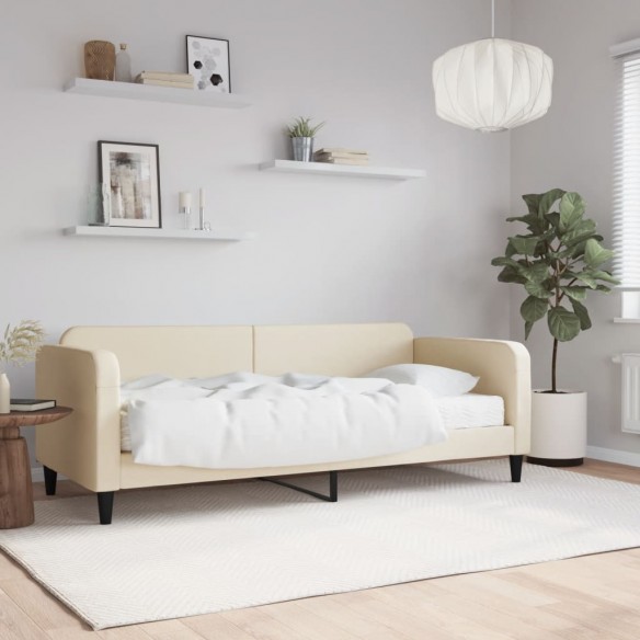 Lit de jour avec matelas crème 100x200 cm tissu