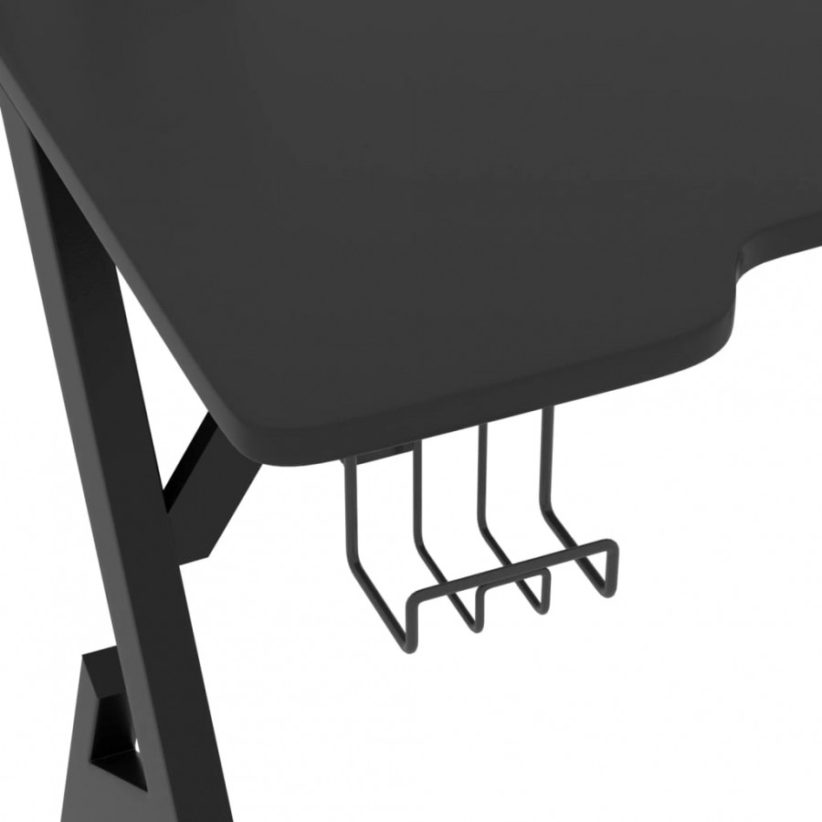 Bureau de jeu avec pieds en forme de Y Noir 90x60x75 cm