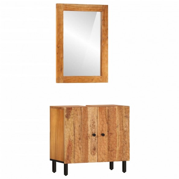 Ensemble d'armoires de salle de bain 2 pcs bois massif d'acacia