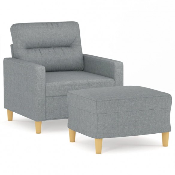 Fauteuil avec repose-pied Gris clair 60 cm Tissu