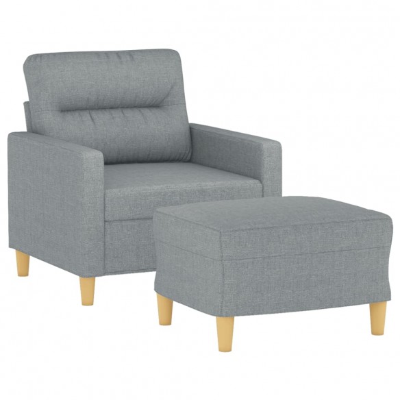 Fauteuil avec repose-pied Gris clair 60 cm Tissu