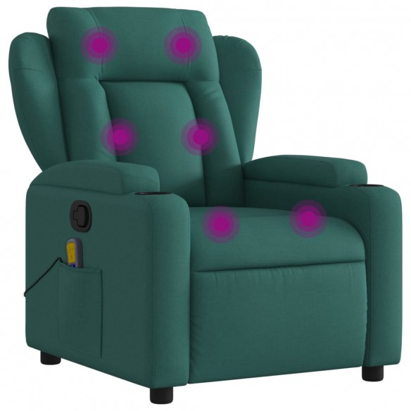 Fauteuil de massage inclinable Vert foncé Tissu