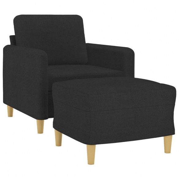 Fauteuil avec repose-pied Noir 60 cm Tissu