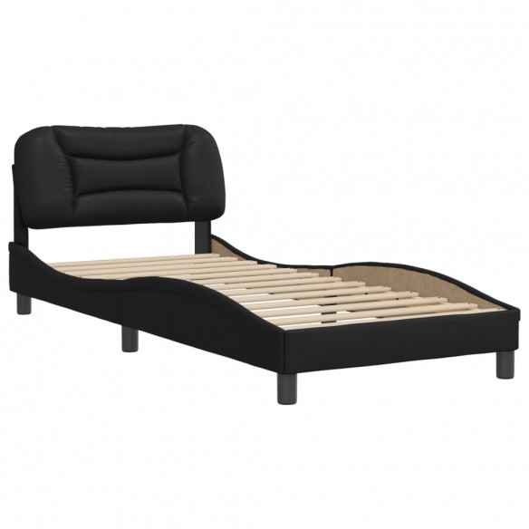 Cadre de lit avec tête de lit Noir 80x200 cm Similicuir