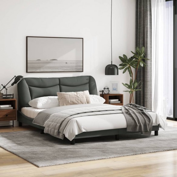 Cadre de lit avec tête de lit Gris foncé 160 x 200 cm Tissu