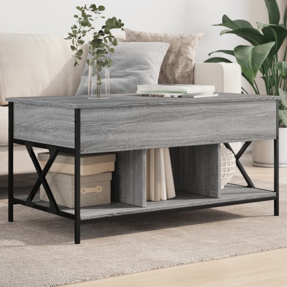 Table basse sonoma gris 100x55x50 cm bois d'ingénierie et métal