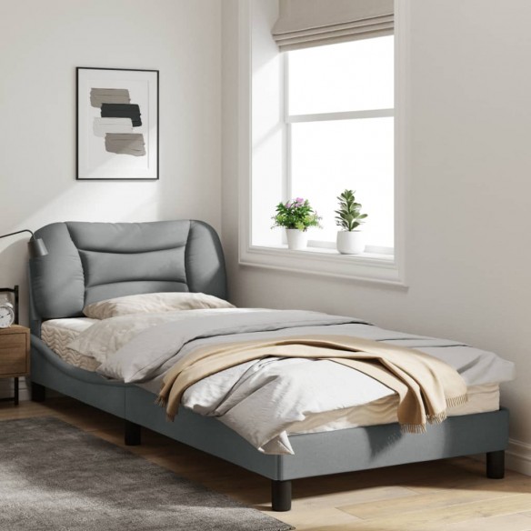 Cadre de lit avec tête de lit Gris clair 90x190 cm Tissu