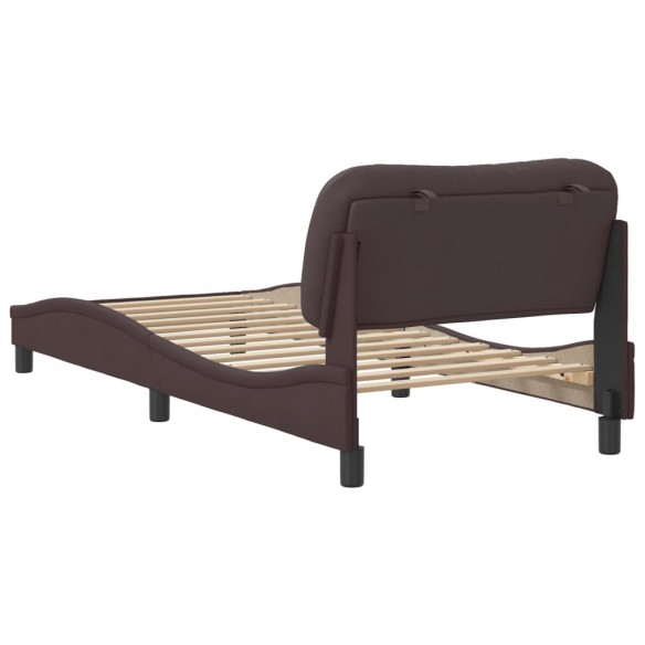 Cadre de lit avec tête de lit Marron foncé 90x190 cm Tissu