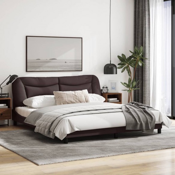 Cadre de lit avec tête de lit Marron foncé 180x200 cm Tissu