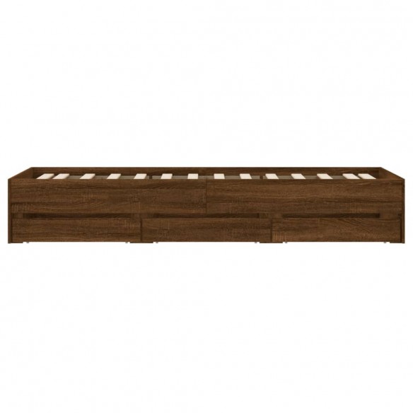 Cadre de lit à tiroirs chêne marron 90x190 cm bois d'ingénierie