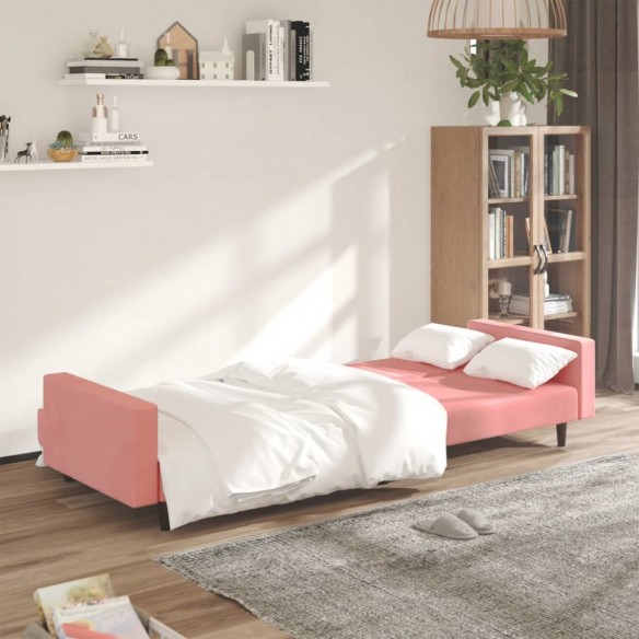 Canapé-lit à 2 places rose velours