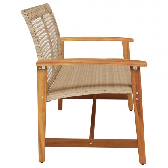 Banc de jardin beige 112 cm résine tressée et bois d'acacia