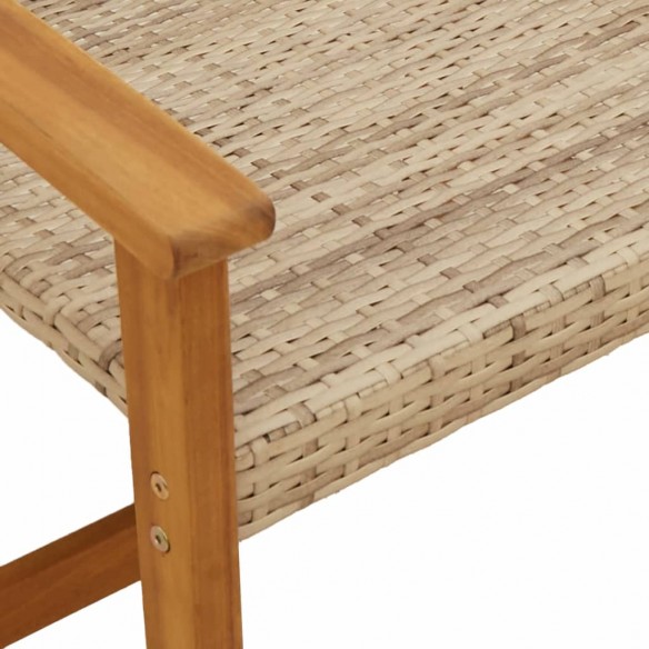 Banc de jardin beige 112 cm résine tressée et bois d'acacia