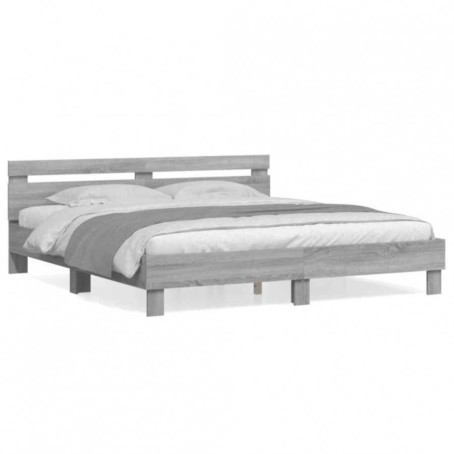 Cadre de lit avec tête de lit sonoma gris 180x200 cm