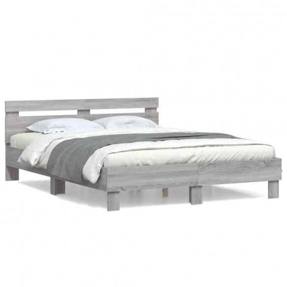 Cadre de lit avec tête de lit sonoma gris 140x200 cm