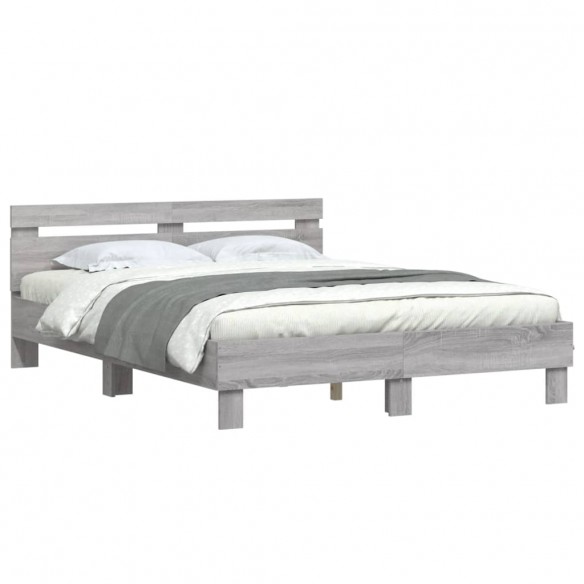 Cadre de lit avec tête de lit sonoma gris 140x200 cm
