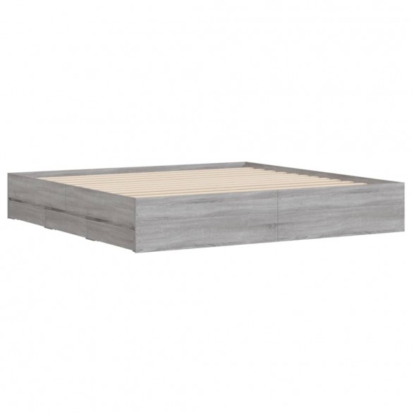 Cadre de lit à tiroirs sonoma gris 160x200 cm bois d'ingénierie