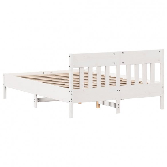 Cadre de lit avec tête de lit blanc 120x190 cm bois pin massif