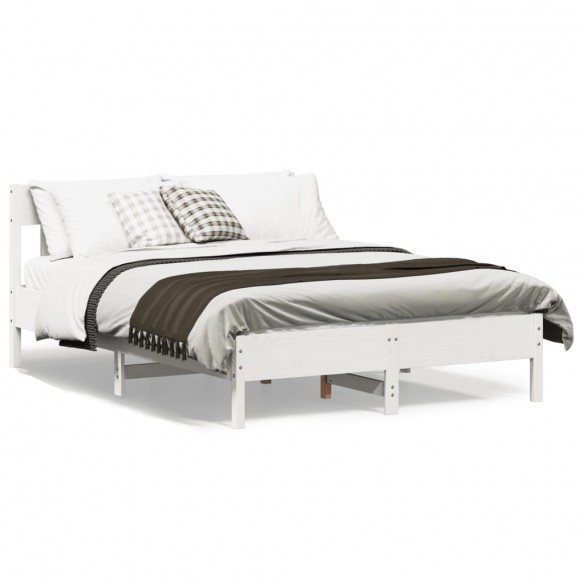 Cadre de lit avec tête de lit blanc 135x190 cm bois pin massif