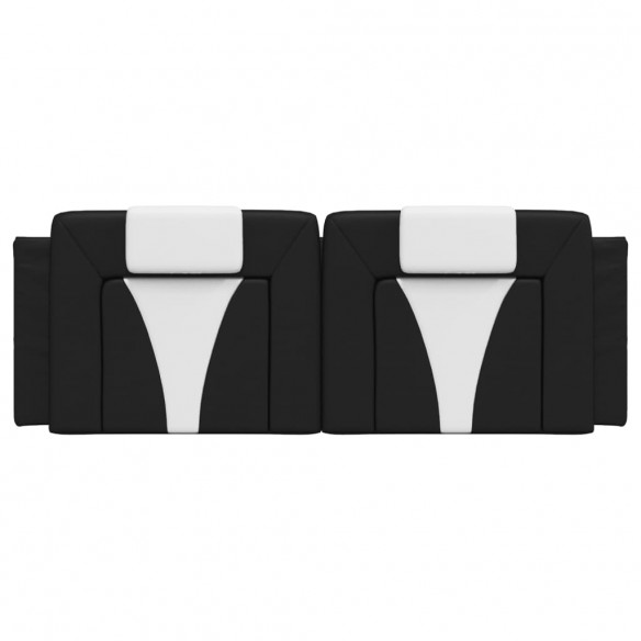 Coussin de tête de lit noir et blanc 120 cm similicuir