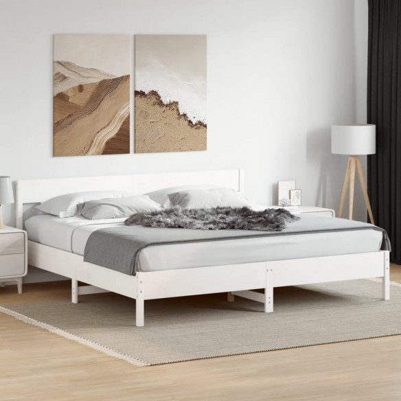 Cadre de lit et tête de lit blanc 200x200 cm bois de pin massif