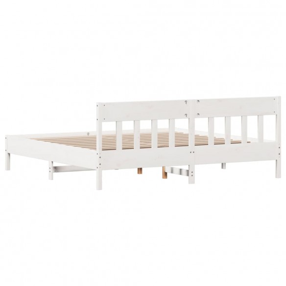 Cadre de lit et tête de lit blanc 200x200 cm bois de pin massif