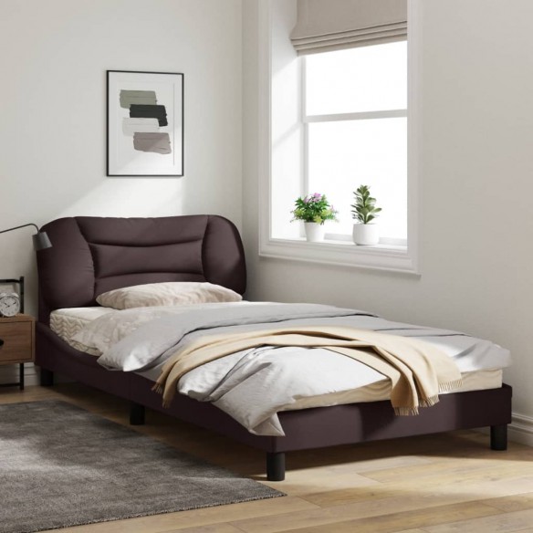 Cadre de lit avec tête de lit Marron foncé 100x200 cm Tissu