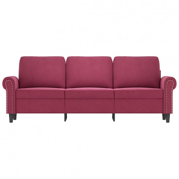 Canapé à 3 places Rouge bordeaux 180 cm Velours