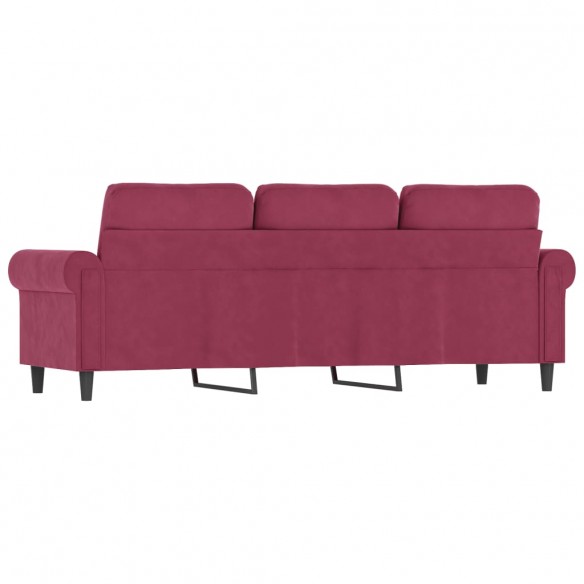 Canapé à 3 places Rouge bordeaux 180 cm Velours