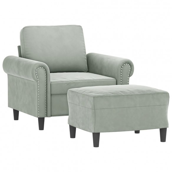 Fauteuil avec repose-pied Gris clair 60 cm Velours