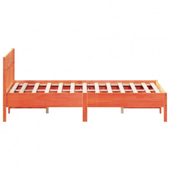 Cadre de lit avec tête de lit cire marron 120x190cm bois de pin