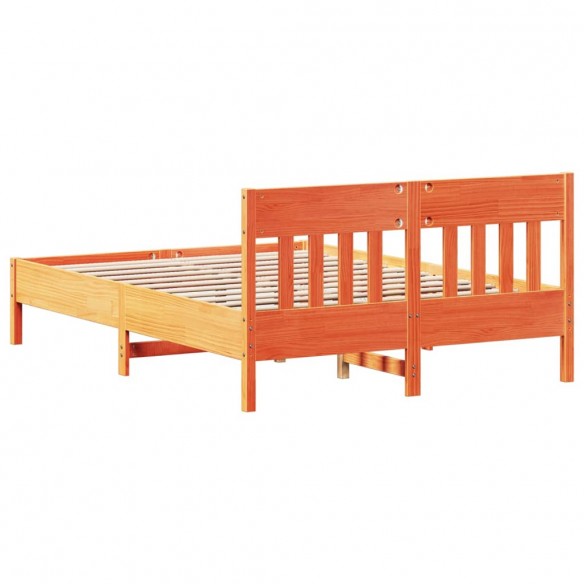 Cadre de lit avec tête de lit cire marron 120x190cm bois de pin