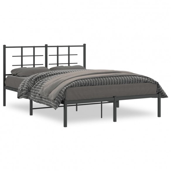 Cadre de lit métal avec tête de lit noir 140x200 cm