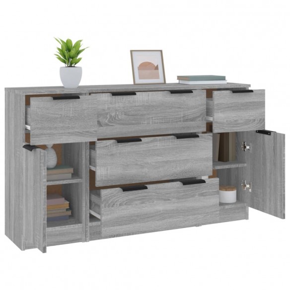 Ensemble de buffets 3 pcs Sonoma gris Bois d'ingénierie