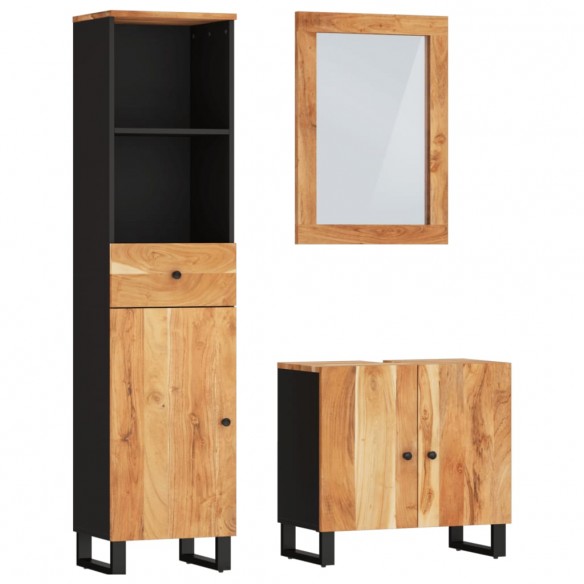 Ensemble de meubles de salle de bain 3 pcs bois massif d'acacia