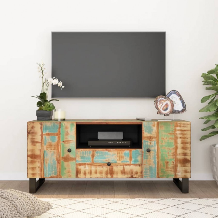 Meuble TV 105x33,5x46 cm bois de récupération et d'ingénierie