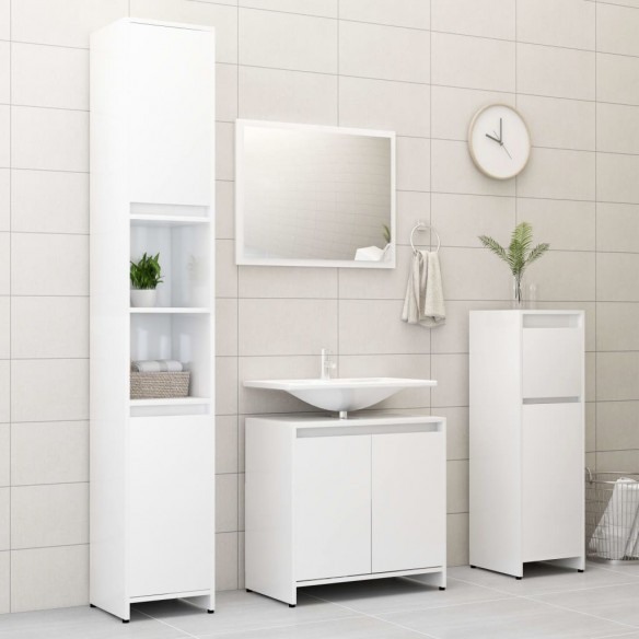 Armoire de salle de bain Blanc brillant 60x33x61 cm Aggloméré