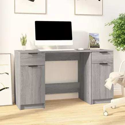 Bureau avec armoire latérale Sonoma gris 
