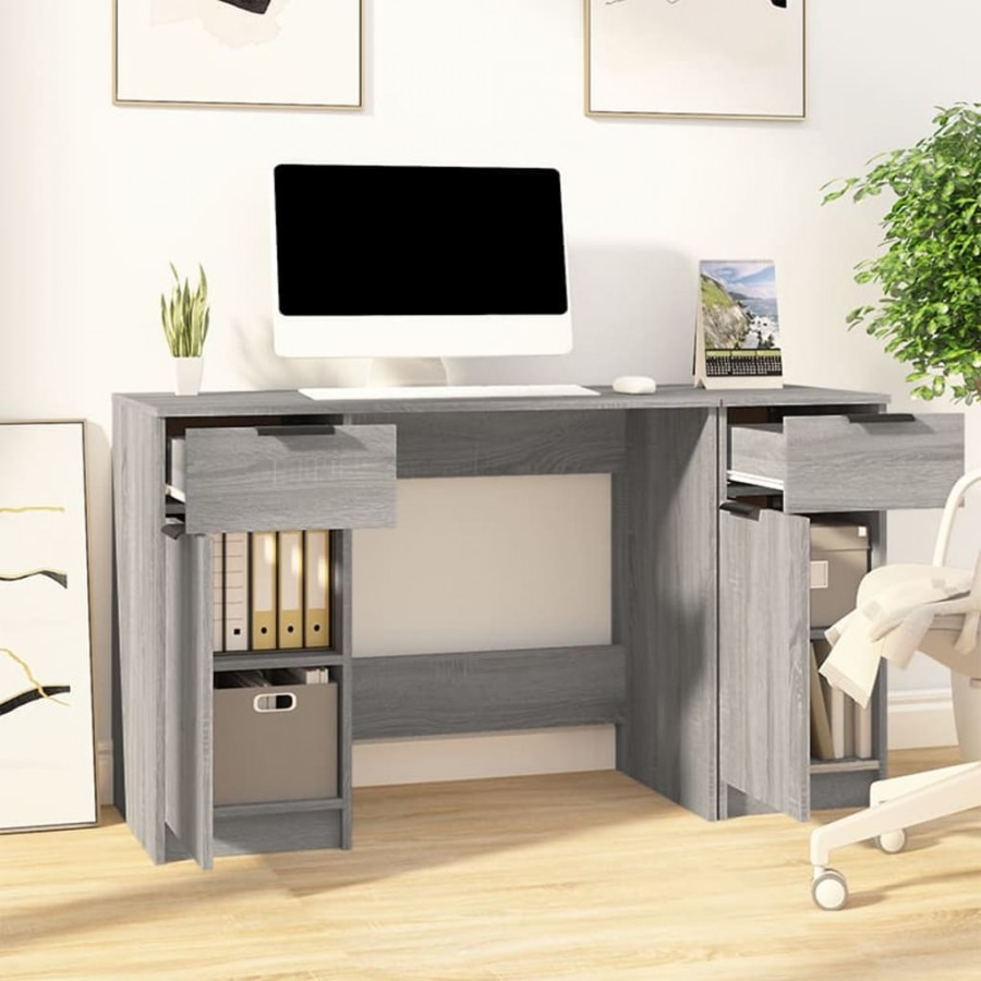 Bureau avec armoire latérale Sonoma gris 