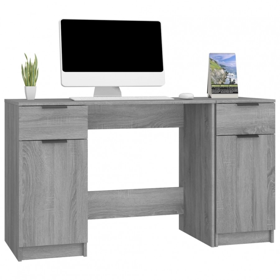 Bureau avec armoire latérale Sonoma gris 