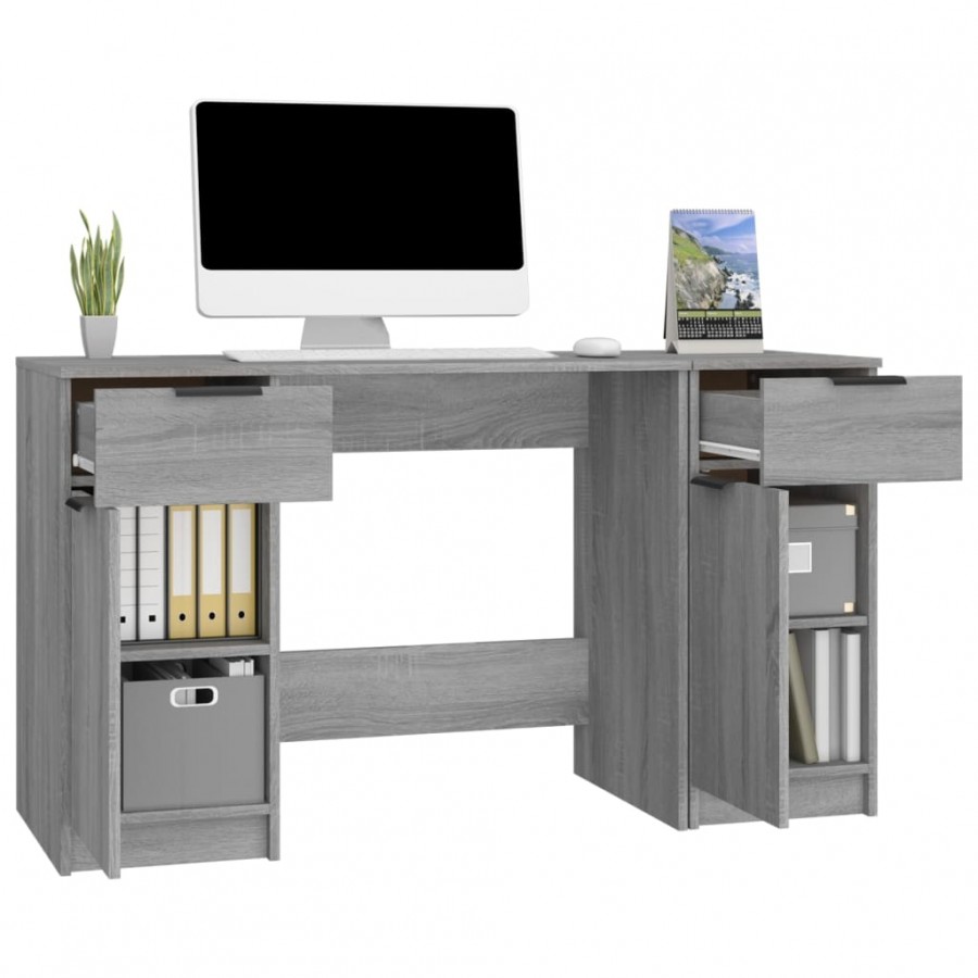 Bureau avec armoire latérale Sonoma gris 
